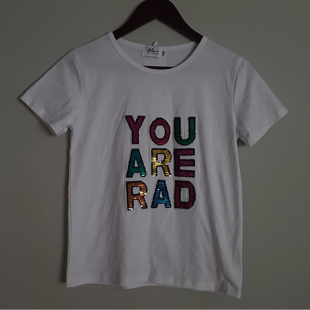 NWT | Lola + The Boys | You Are Rad Sequin Graphic T Shirt | 12